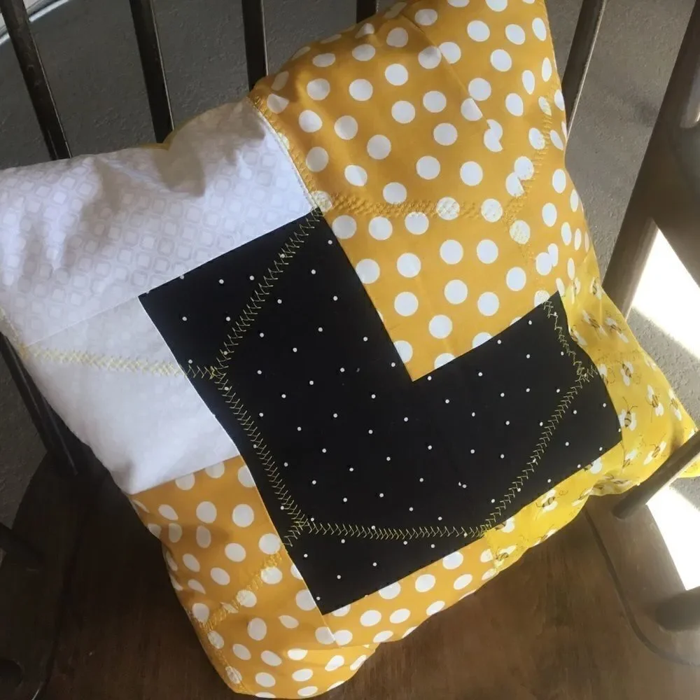 CLOSEOUT SALE $10 NWT Hand Crafted Quilted Pillow in Yellow, White  Black